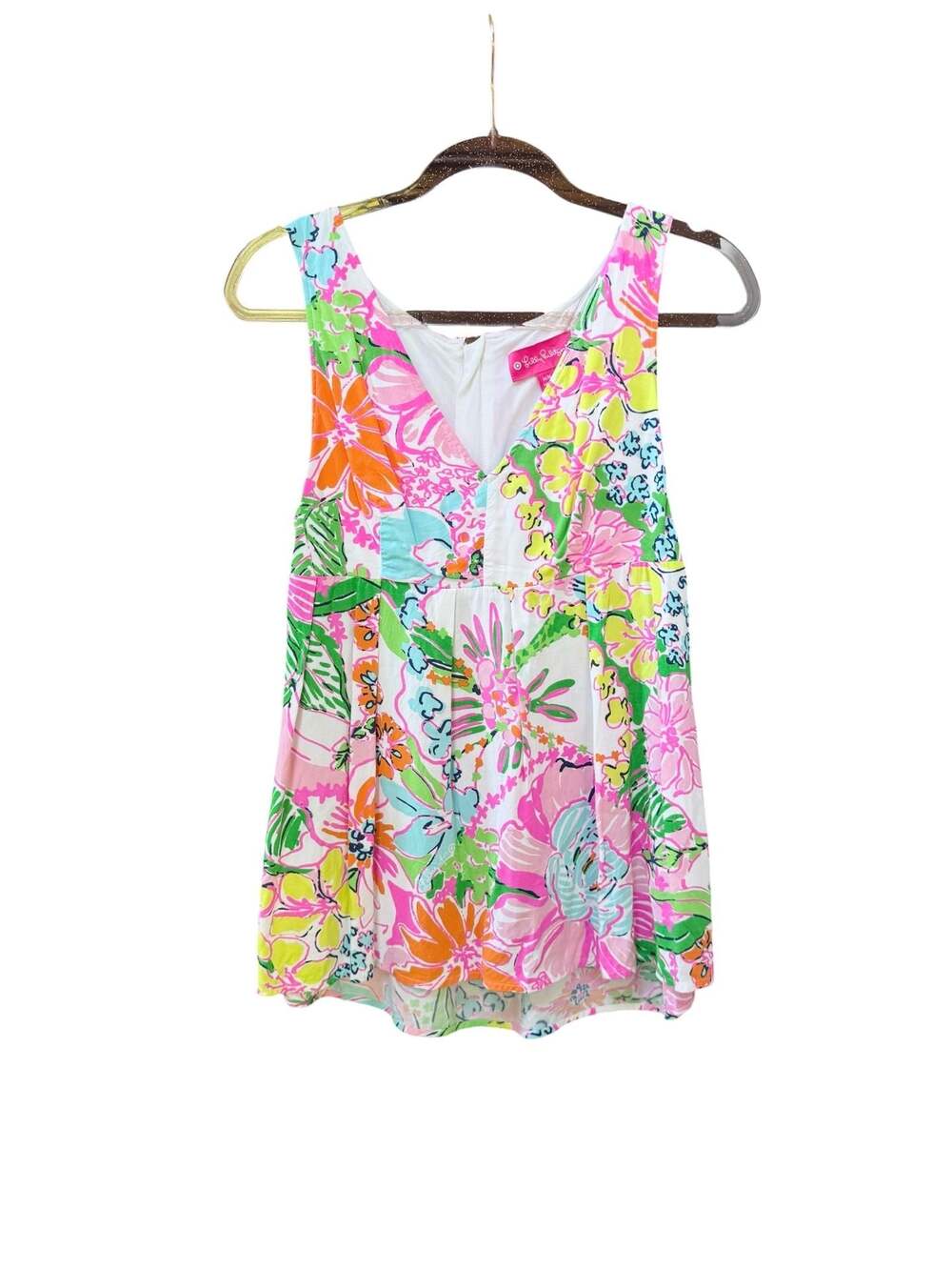 Lilly Pulitzer Nosey Posey Sleeveless V-Neck Babydoll Tank Top